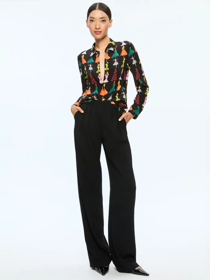 Tops Women Alice Olivia WILLA STACEFACE PLACKET TOP A Summer Day