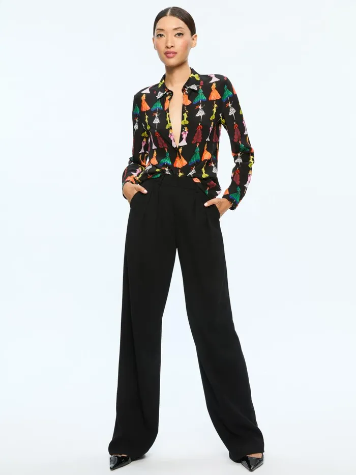Tops Women Alice Olivia WILLA STACEFACE PLACKET TOP A Summer Day