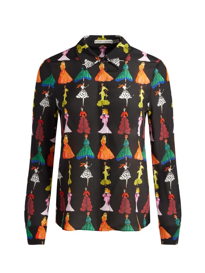 Tops Women Alice Olivia WILLA STACEFACE PLACKET TOP A Summer Day
