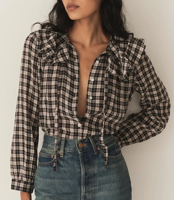 Tops Women DEN Joelle Top Navy Countryside Plaid
