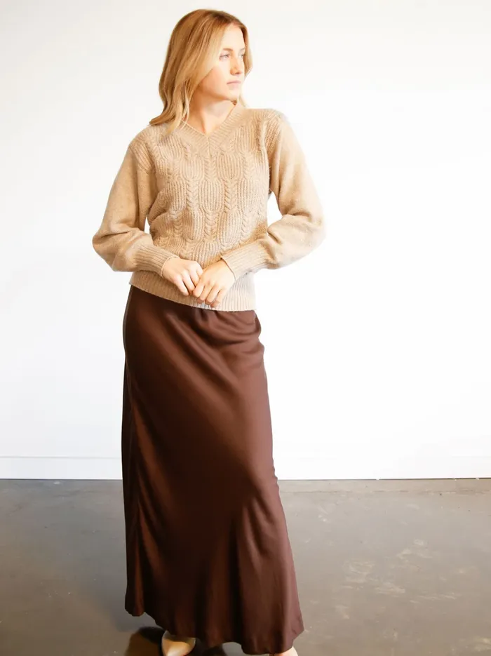 Tops Women Lindsey Cable Pullover Sweater Taupe Able