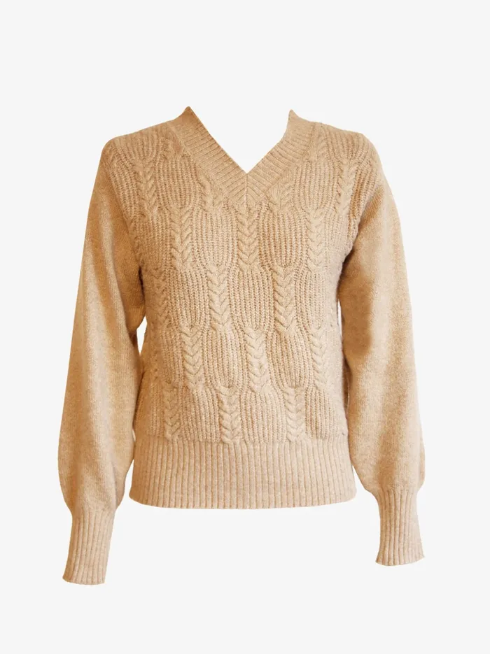 Tops Women Lindsey Cable Pullover Sweater Taupe Able