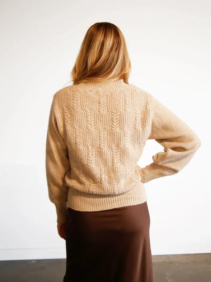 Tops Women Lindsey Cable Pullover Sweater Taupe Able