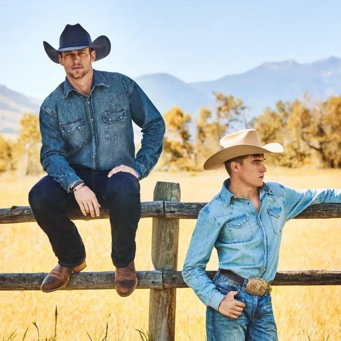 Turquoise Snap Western Denim Shirt Blue Men Stetson Western Shirts