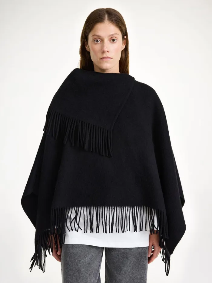 Turtma Wool Poncho Black Women By Malene Birger Scarves