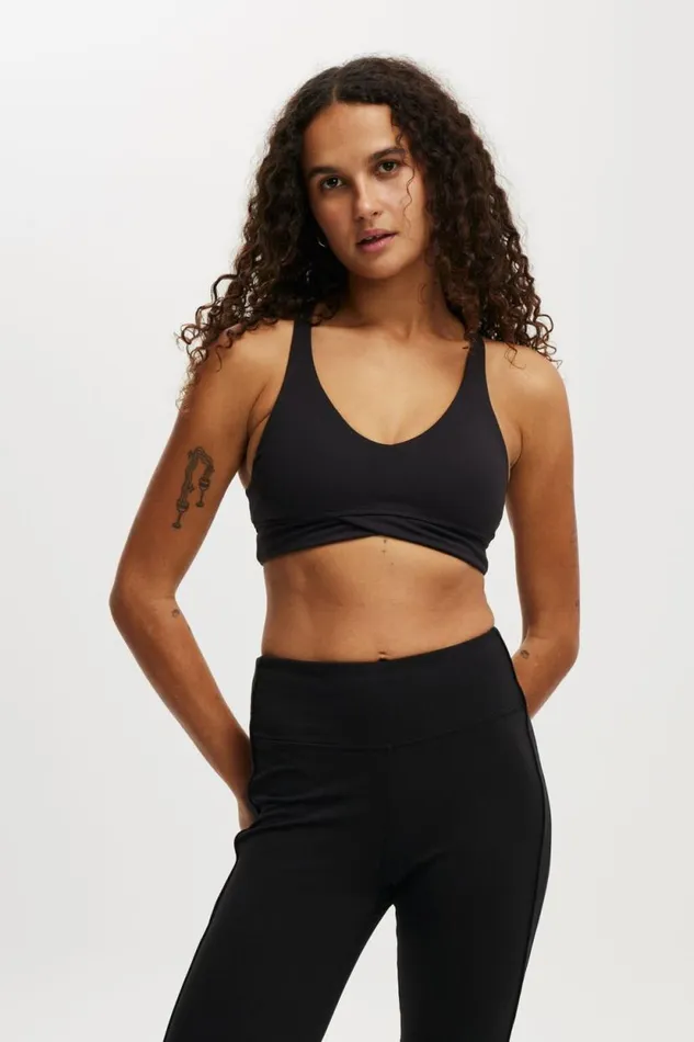 Ultra Soft Elastic Racer Crop Black Women Cotton On Tops