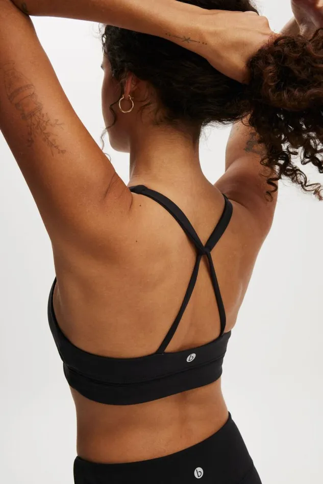 Ultra Soft Elastic Racer Crop Black Women Cotton On Tops