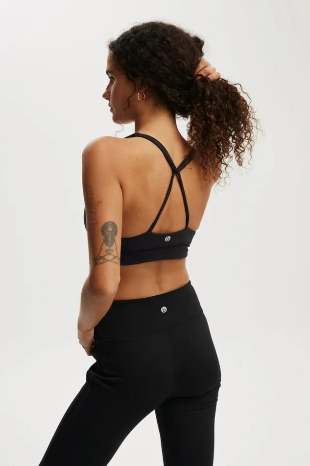 Ultra Soft Elastic Racer Crop Black Women Cotton On Tops