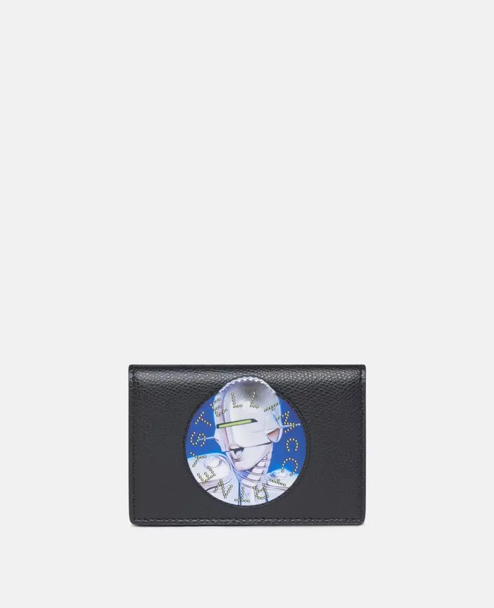 Unisex Bags Stella McCartney Sexy Robot Graphic GrainedTexture Wallet Black