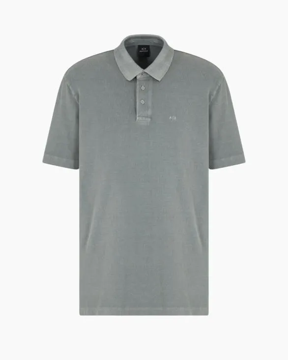 Used Effect Cotton Piquet Polo Grey Men Armani Polo Shirts