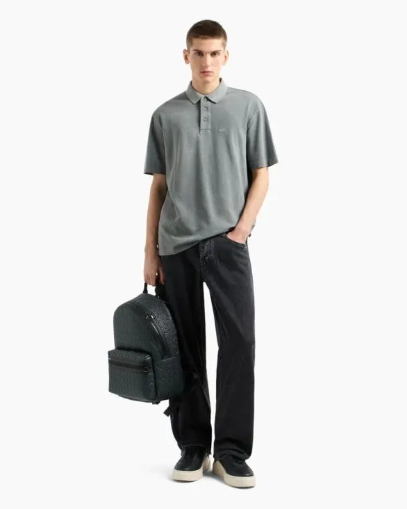 Used Effect Cotton Piquet Polo Grey Men Armani Polo Shirts Used Effect Cotton Piquet Polo Grey Men Armani Polo Shirts
