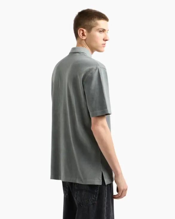 Used Effect Cotton Piquet Polo Grey Men Armani Polo Shirts Used Effect Cotton Piquet Polo Grey Men Armani Polo Shirts