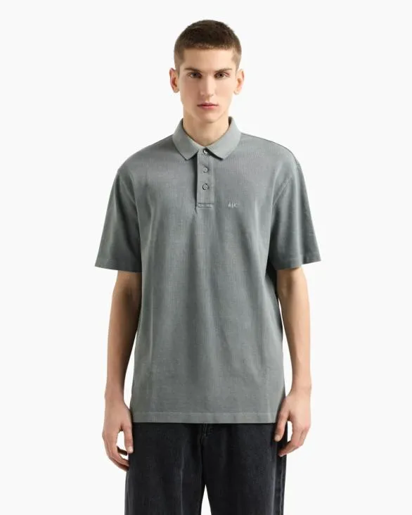 Used Effect Cotton Piquet Polo Grey Men Armani Polo Shirts Used Effect Cotton Piquet Polo Grey Men Armani Polo Shirts