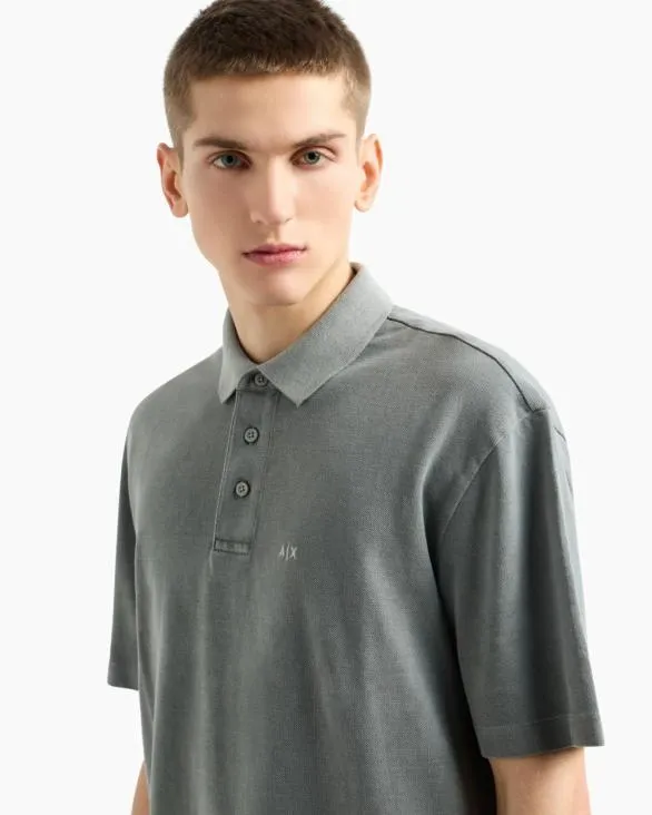 Used Effect Cotton Piquet Polo Grey Men Armani Polo Shirts Used Effect Cotton Piquet Polo Grey Men Armani Polo Shirts