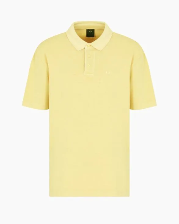 Used Effect Cotton Piquet Polo Yellow Men Armani Polo Shirts