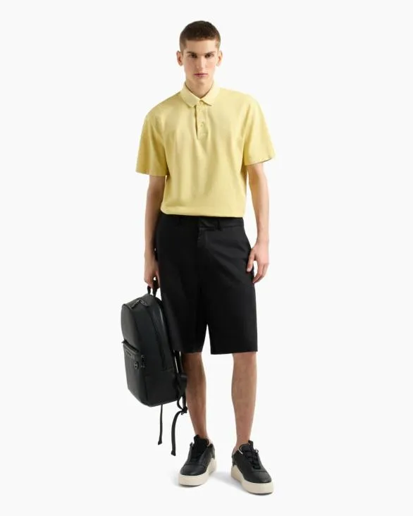Used Effect Cotton Piquet Polo Yellow Men Armani Polo Shirts Used Effect Cotton Piquet Polo Yellow Men Armani Polo Shirts