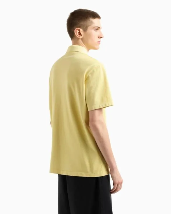 Used Effect Cotton Piquet Polo Yellow Men Armani Polo Shirts Used Effect Cotton Piquet Polo Yellow Men Armani Polo Shirts