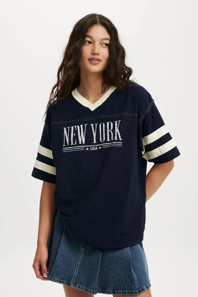 V Neck Oversized Graphic Tee New York Team Usa Winter Night Women Cotton On Tops V Neck Oversized Graphic Tee New York Team Usa Winter Night Women Cotton On Tops