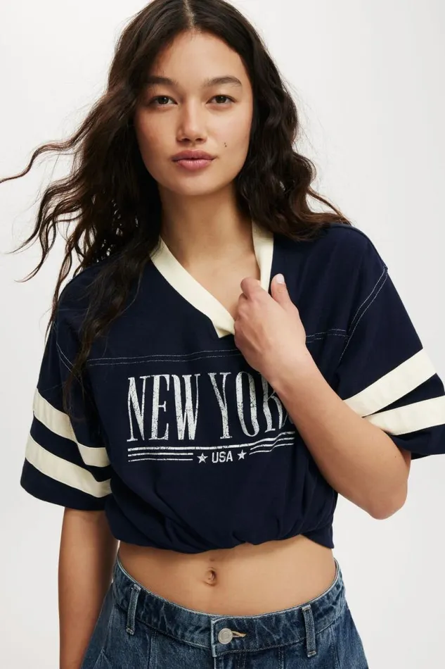 V Neck Oversized Graphic Tee New York Team Usa Winter Night Women Cotton On Tops V Neck Oversized Graphic Tee New York Team Usa Winter Night Women Cotton On Tops