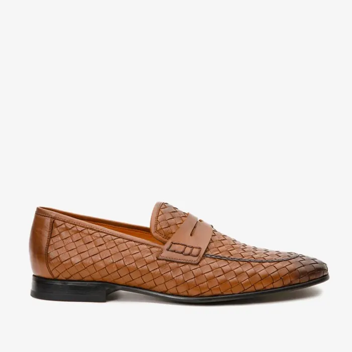 Vinci Leather Dress Shoes The Grand Woven Leather Tan Shoe Penny Loafer 8211 Men Vinci Leather Dress Shoes The Grand Woven Leather Tan Shoe Penny Loafer 8211 Men