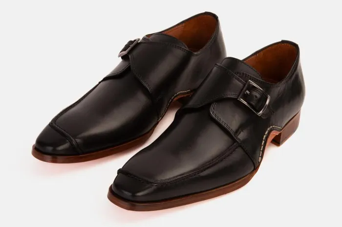 Vinci Leather Dress Shoes The Hagrid Black Single Monk Strap Handmade Shoe 8211 Men