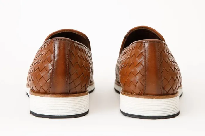 Vinci Leather Dress Shoes The Ostrava Tan Leather Woven Slipon Loafer Shoe 8211 Men