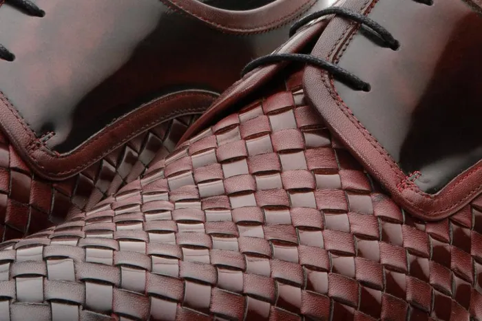 Vinci Leather Dress Shoes The Safaga Burgundy Woven Derby Shoe 8211 Men