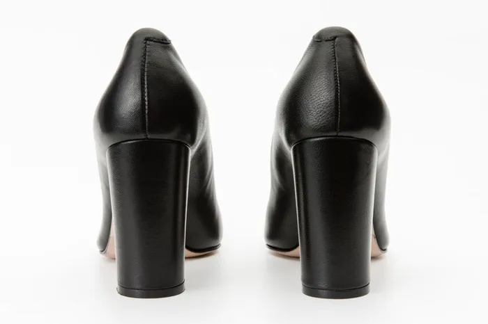 Vinci Leather Heels The Afega Black Leather Block Heel Pump Shoe 8211 Women
