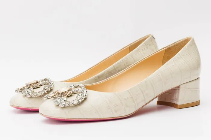 Vinci Leather Heels The Foggia Beige Leather Block Heel Pump Shoe 8211 Women