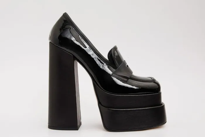 Vinci Leather Heels The Latino Black Leather Platform Heel Pump Shoe 8211 Women