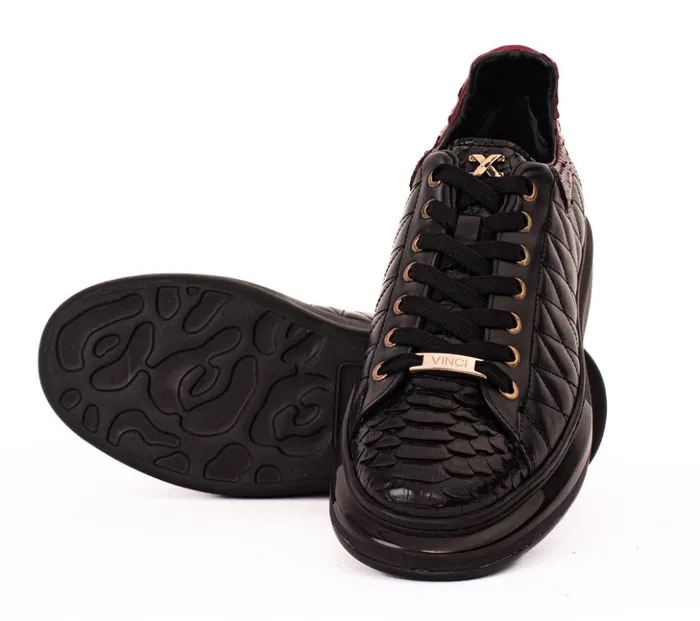 Vinci Leather Sneakers The Adler Pyht Snk Skin Black and Burgundy Sneaker 8211 Men
