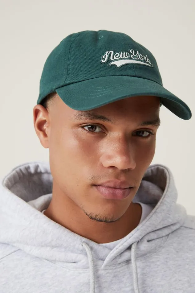 Vintage Dad Hat Washed Forest Greennew York Men Cotton On Hats