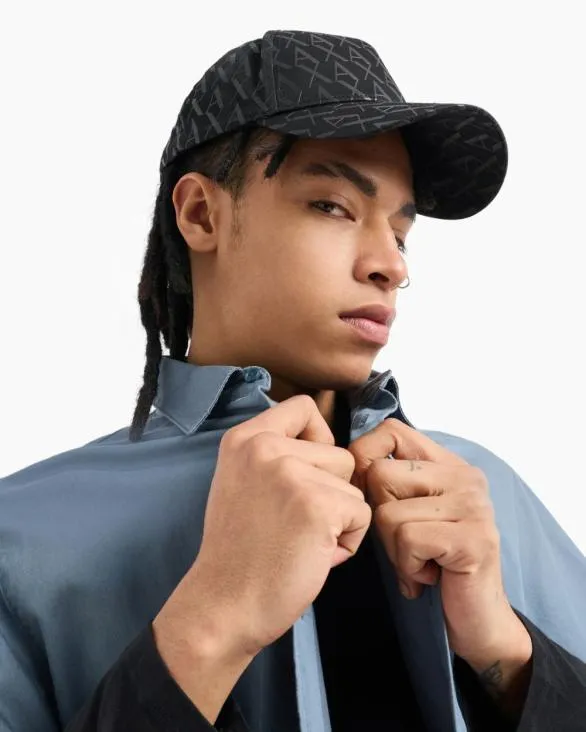 Visor Cap With Allover Logo Black Men Armani Hats And Gloves Visor Cap With Allover Logo Black Men Armani Hats And Gloves