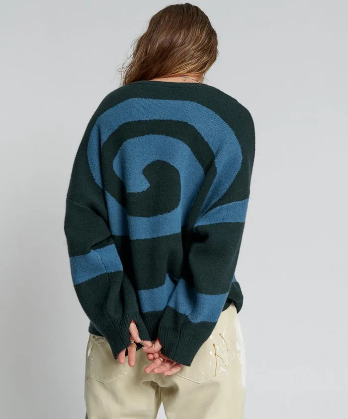VORTEX KNIT SWEATER GREEN Women One Teaspoon Knitwear VORTEX KNIT SWEATER GREEN Women One Teaspoon Knitwear