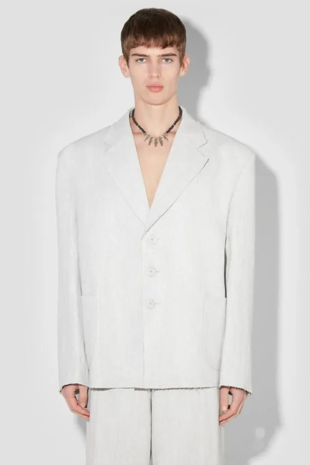 Washed Linen Oversized Blazer Off White Men MISBHV Outerwear