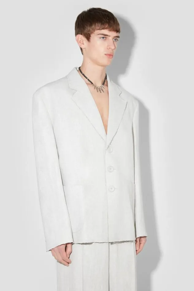 Washed Linen Oversized Blazer Off White Men MISBHV Outerwear