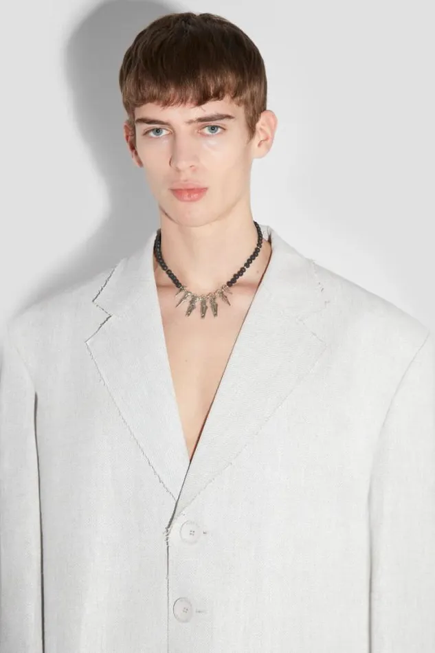 Washed Linen Oversized Blazer Off White Men MISBHV Outerwear