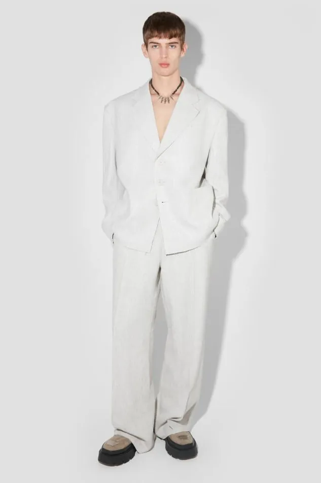 Washed Linen Oversized Blazer Off White Men MISBHV Outerwear