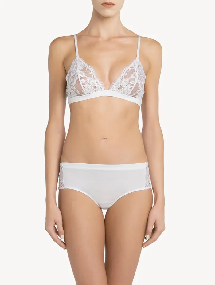White Cotton Hipster Briefs Lingerie La Perla Hipster