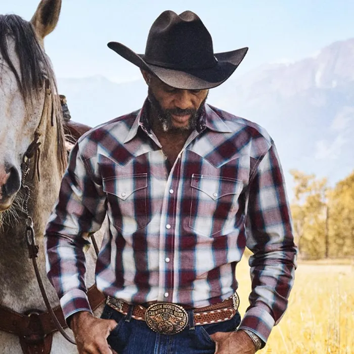 Wine Plaid Shirt Wine Men Stetson Western Shirts