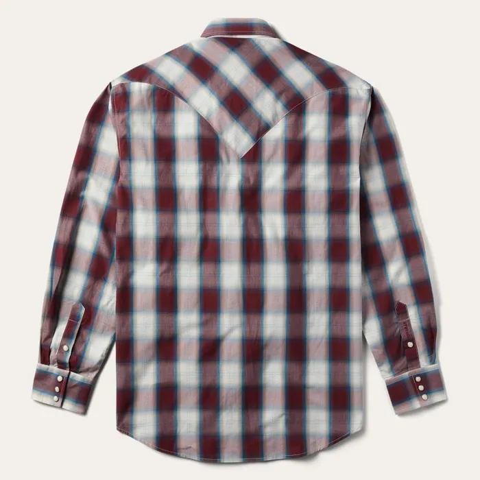 Wine Plaid Shirt Wine Men Stetson Western Shirts