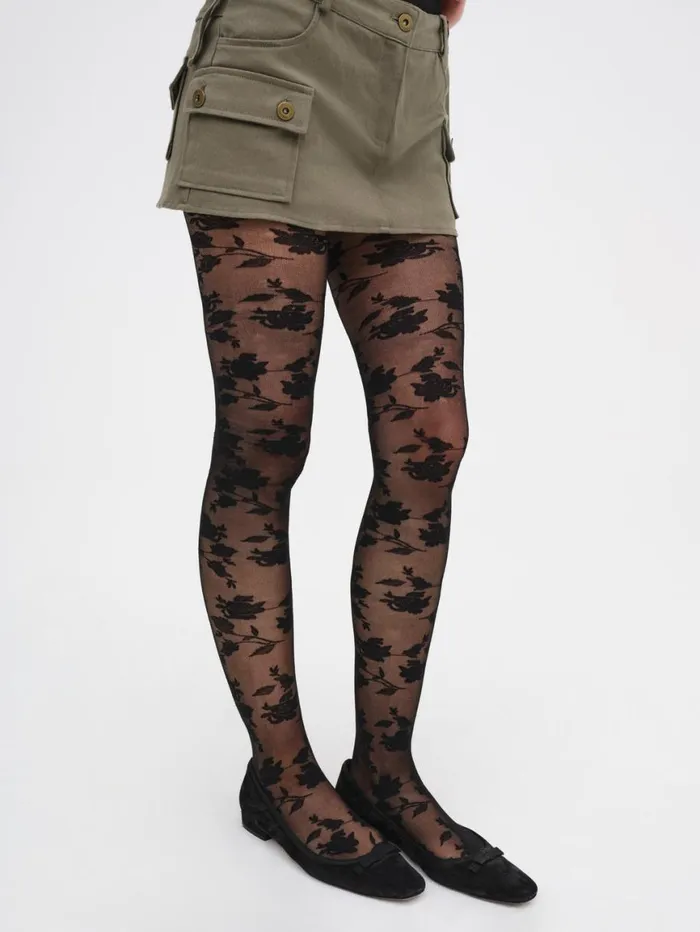 Women Accessories For Love and Lemons Floral Knit Tights Black Women Accessories For Love and Lemons Floral Knit Tights Black