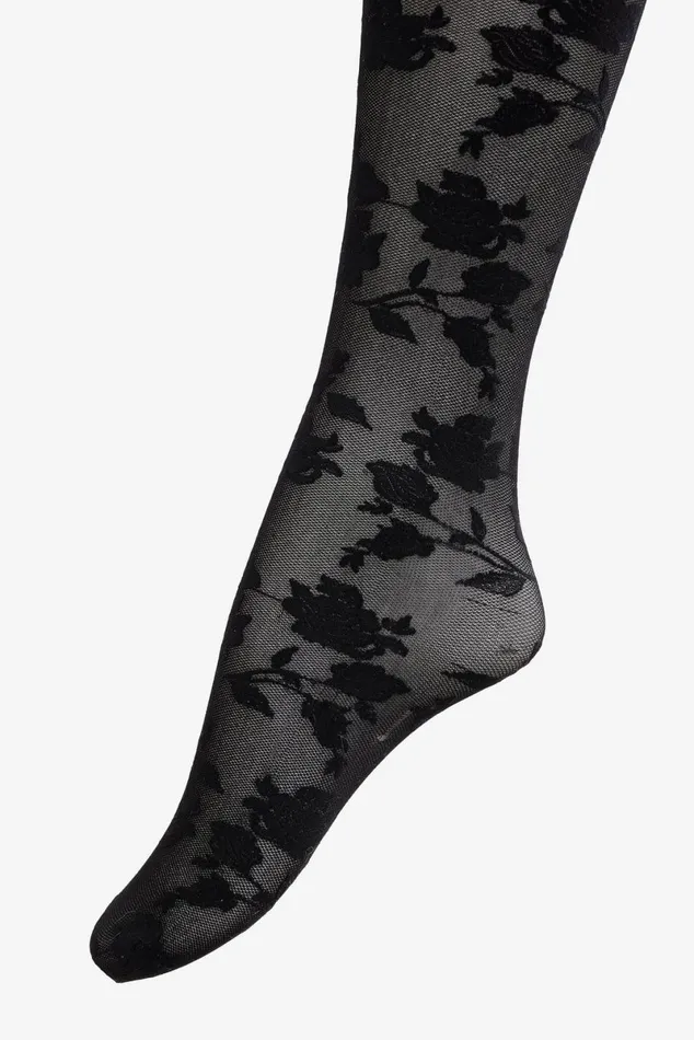 Women Accessories For Love and Lemons Floral Knit Tights Black Women Accessories For Love and Lemons Floral Knit Tights Black