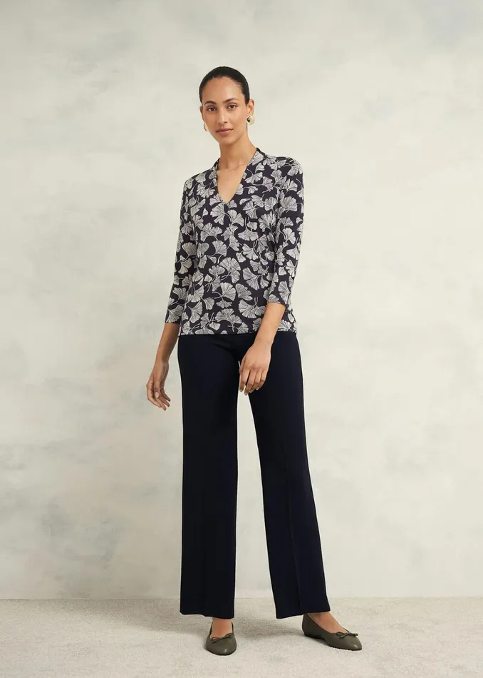 Women Aimee Printed Top Navy Ivory Hobbs Tops