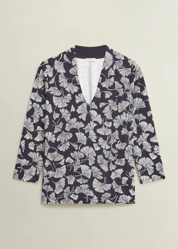 Women Aimee Printed Top Navy Ivory Hobbs Tops