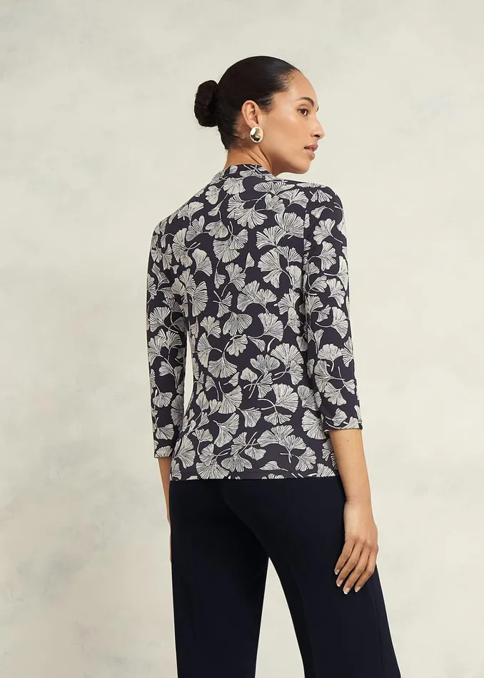 Women Aimee Printed Top Navy Ivory Hobbs Tops