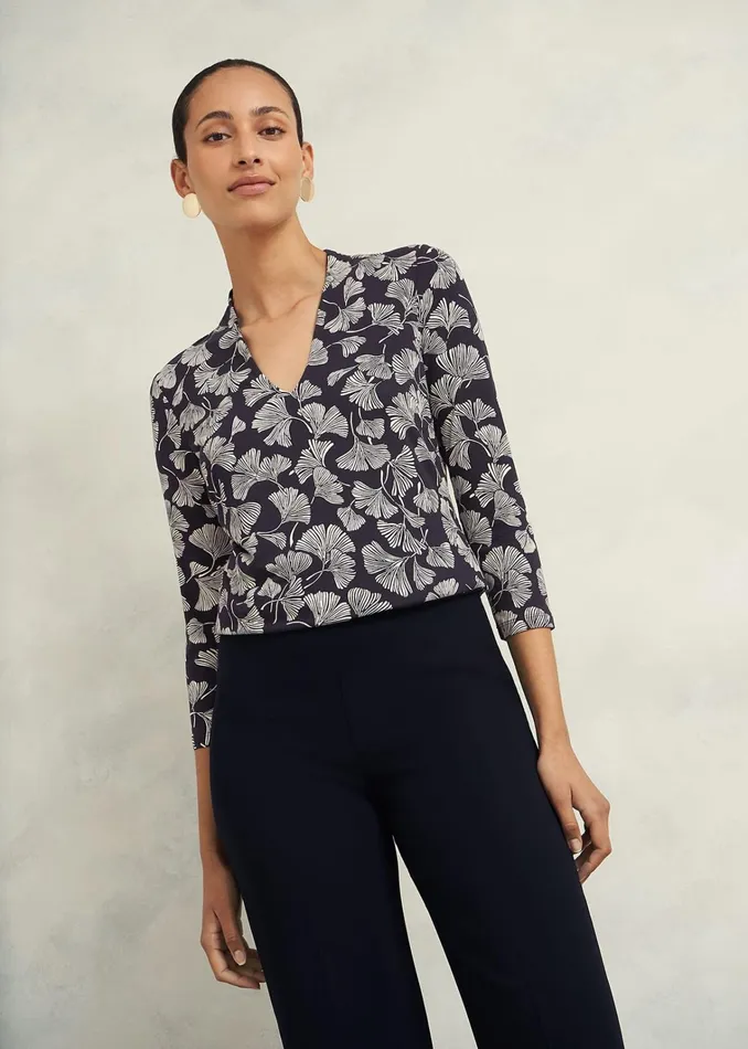 Women Aimee Printed Top Navy Ivory Hobbs Tops