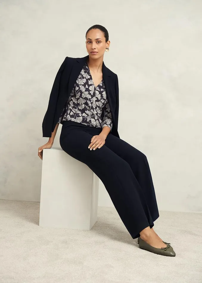 Women Aimee Printed Top Navy Ivory Hobbs Tops