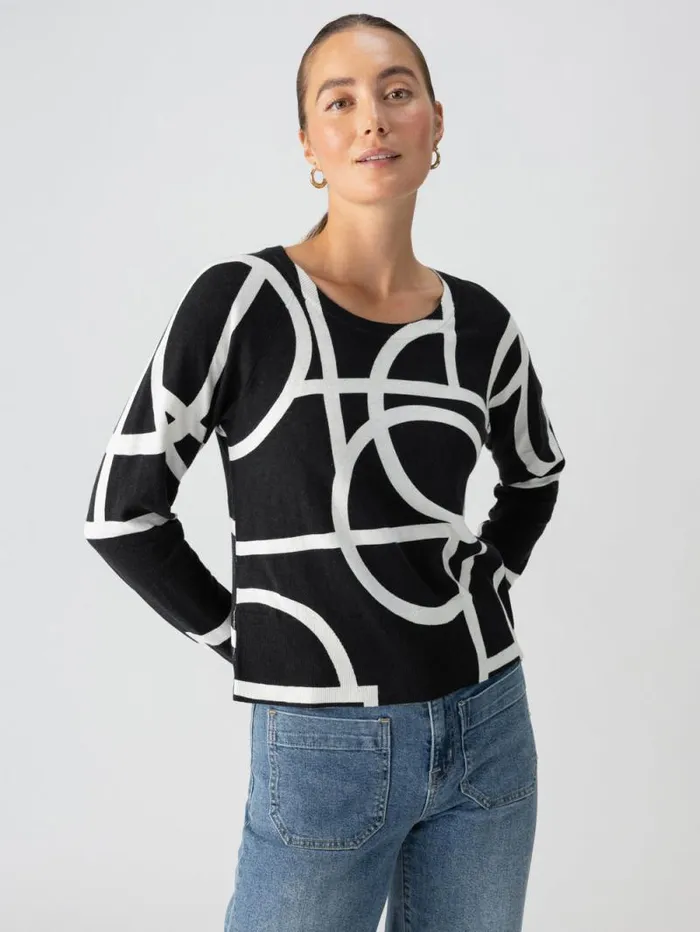 Women All Day Long Sweater Graphic Lines Black Sanctuary Clothing Sweaters and Cardis Women All Day Long Sweater Graphic Lines Black Sanctuary Clothing Sweaters and Cardis