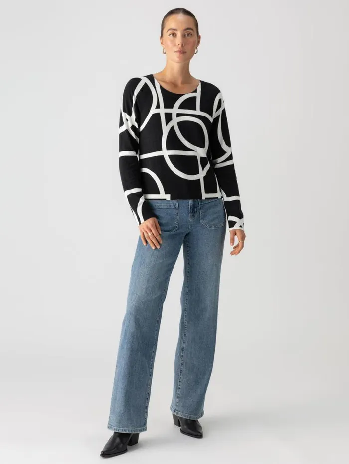 Women All Day Long Sweater Graphic Lines Black Sanctuary Clothing Sweaters and Cardis